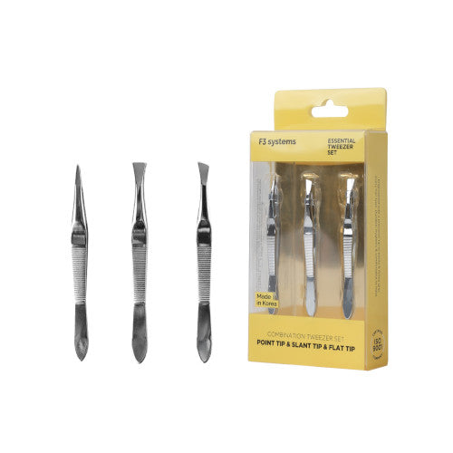 Wholesale F3 SYSTEMS - Essential Tweezer Set - Point & Slant & Flat - 1set | Carsha