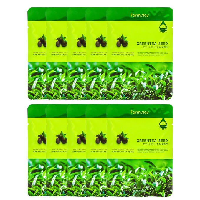 Wholesale Farm Stay - Visible Difference Mask Sheet - Greentea Seed - 10pc | Carsha