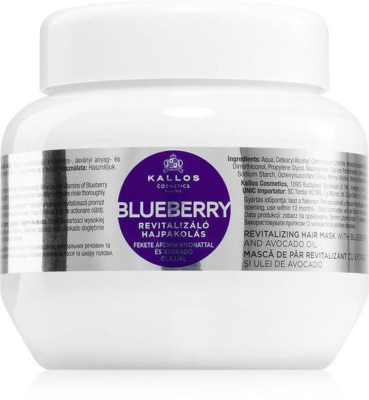 Kallos Maschera rivitalizzante con estratti di mirtilli (Maschera per capelli ai mirtilli) - Volume: 275 ml