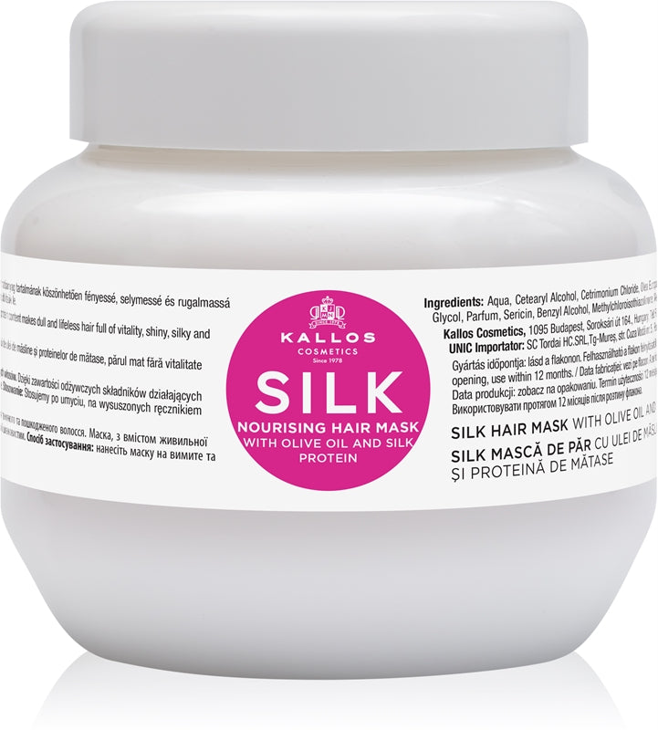 Kallos Maschera Idratante per (Maschera Capelli di Seta con Olio di Oliva e Proteine della Seta) KJMN (Maschera Capelli di Seta con Olio di Oliva e Proteine della Seta) - Volume: 275 ml