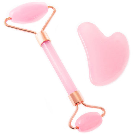 Stone gua sha rosa massaggiatore massaggio viso set