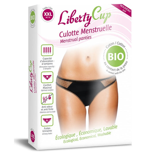 Liberty Cup Mutandina Mestruale Plumetis Nero BIO Taglia XXL