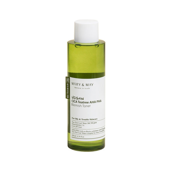 Wholesale Mary&May - Vegan CICA Teatree AHA PHA Blemish Toner - 200ml | Carsha
