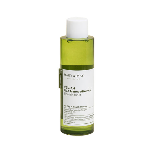 Wholesale Mary&May - Vegan CICA Teatree AHA PHA Blemish Toner - 200ml | Carsha