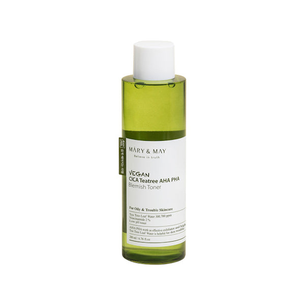 Wholesale DEAL Mary&May - Vegan CICA Teatree AHA PHA Blemish Toner - 200ml | Carsha