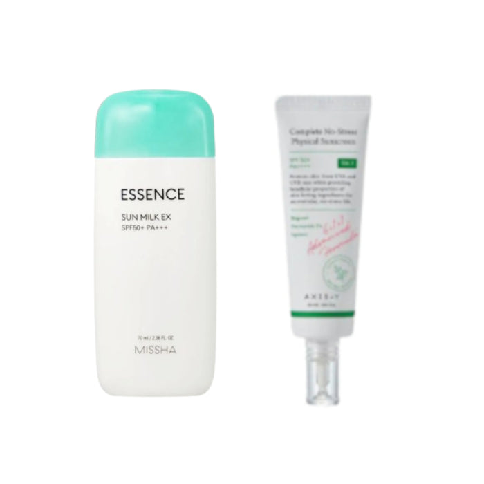MISSHA - All Around Safe Block Essence Sun Milk EX - 70ml (SPF50+ PA+++) X AXIS-Y - Complete No Stress Physical Sunscreen...