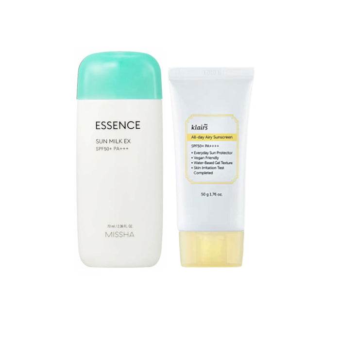 Wholesale MISSHA - All Around Safe Block Essence Sun Milk EX - 70ml SPF50+ PA+++ X Dear; Klairs - All-day Airy Sunscreen SPF50+ PA++++ | Carsha