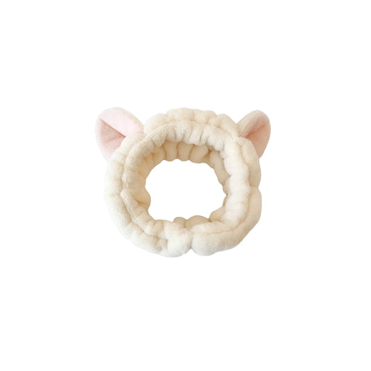 Wholesale MsBlossom - Face Wash Cat Ribbon Headband - 1pc - White | Carsha
