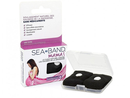 Sea Band Mama Bracciale Digitopressione Anti-Nausea Gravidanza Nero