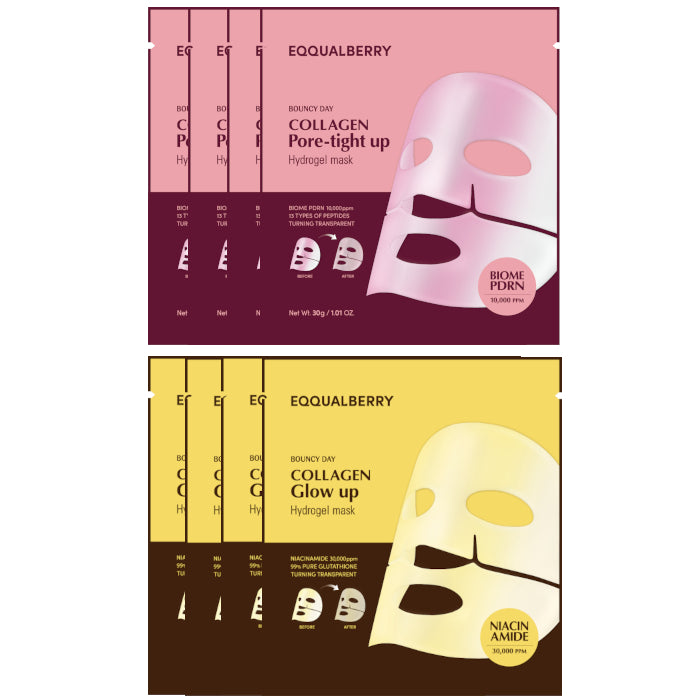Wholesale EQQUALBERRY - Collagen Hydrogel Pore-Tight Up Hydrogel Mask 4ea X Collagen Glow Up Hydrogel Mask 4ea Set | Carsha