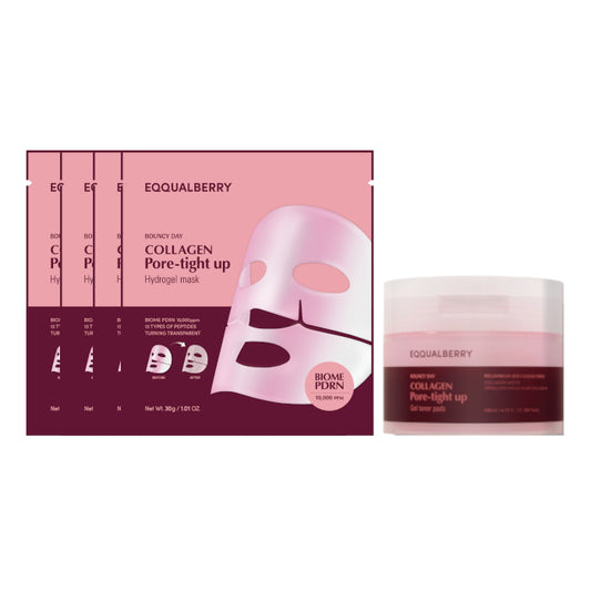 Wholesale EQQUALBERRY - Collagen Hydrogel Pore-Tight Up Mask 4ea X Pore-Tight Up Gel Toner Pads - 140ml/60pads 1ea Set | Carsha