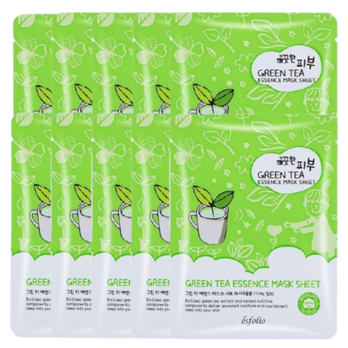 Wholesale esfolio - Pure Skin Essence Mask Sheet - 25ml*1pc - Green Tea 10ea Set | Carsha