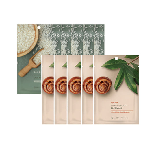 face republic - Sleeping Beauty Face Mask - 23ml - Whitening Rice Formula (5ea) + Sleeping Beauty Face Mask - 23ml -...