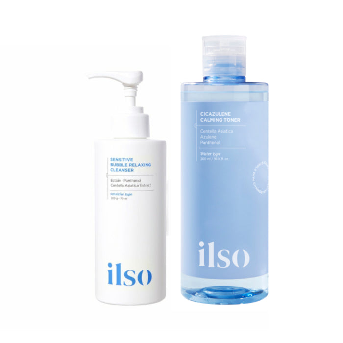 Wholesale ILSO - Sensitive Bubble Relaxing Cleanser - 200g + Cicazulene Calming Toner - 300ml Set | Carsha