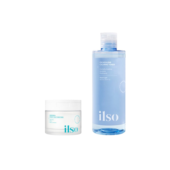 Wholesale ILSO - Moringa Purifying Pore Pad - 160ml + Cicazulene Calming Toner - 300ml Set | Carsha