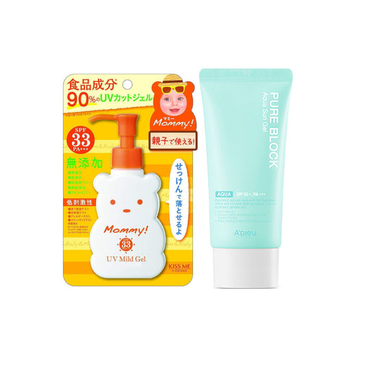 Wholesale ISEHAN - Kiss Me Mommy UV Mild Gel SPF33 PA+++ - 100ml X APIEU Pure Block Aqua Sun Gel SPF50+ PA+++ | Carsha