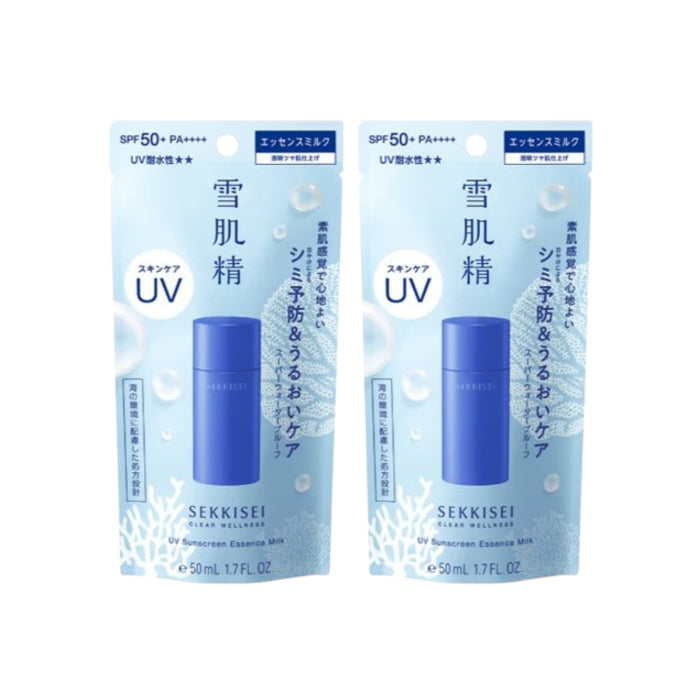 Wholesale Kose - Sekkisei Clear Wellness UV Sunscreen Essence Milk SPF50+ PA++++ - 50ml 2ea Set | Carsha