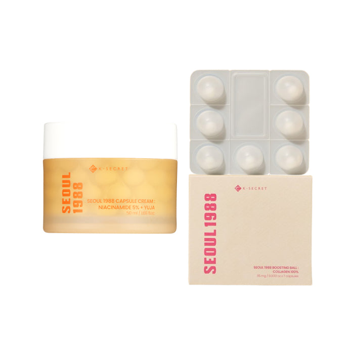 Wholesale KSECRET - SEOUL 1988 Boosting Ball : Collagen 100% - 35mg x 7 1ea X Capsule Cream : Niacinamide 5% + Yuja - 50ml 1ea Set | Carsha