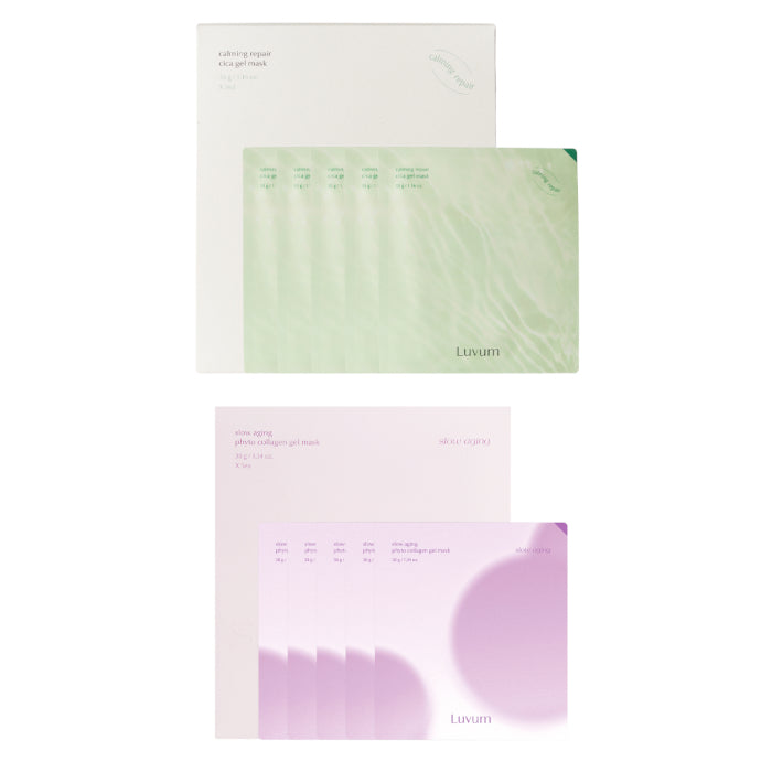 Wholesale LUVUM - Calming Pair Cica Gel Mask - 5 pcs + Slow Aging Phyto Collagen Gel Mask - 5 pcs Set | Carsha