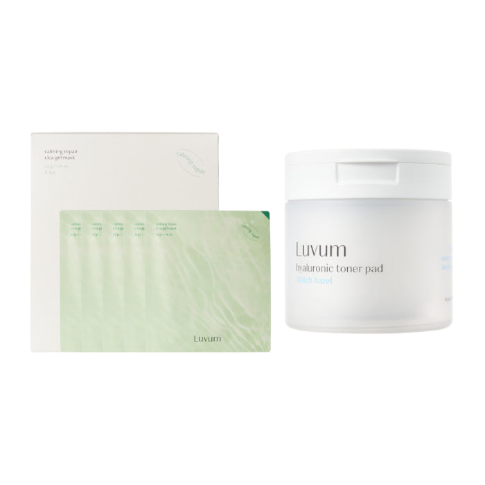 Wholesale LUVUM - Calming Pair Cica Gel Mask - 5 pcs + Witch Hazel Hyaluronic Toner Pad - 130ml/ 60ea Set | Carsha