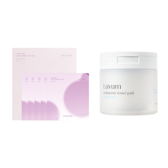 Wholesale LUVUM - Slow Aging Phyto Collagen Gel Mask - 5 pcs + Witch Hazel Hyaluronic Toner Pad - 130ml/ 60ea Set | Carsha