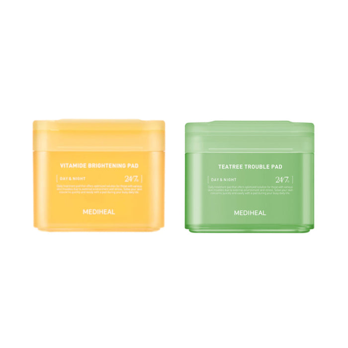 Mediheal - Teatree Trouble Pad - 100ea (1ea) + Vitamide Brightening Pad - 100ea (1ea) Set