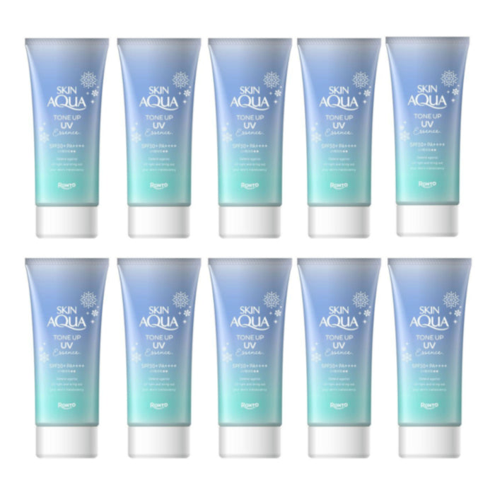 Wholesale Rohto Mentholatum Skin Aqua Tone Up UV Essence SPF50+ PA++++80gBlue 10ea Set | Carsha