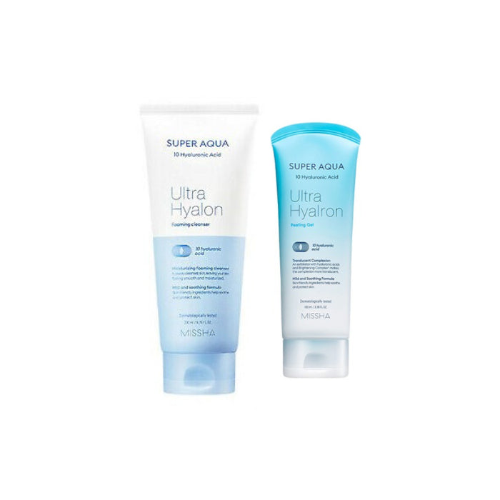 Wholesale MISSHA - Super Aqua Ultra Hyalon Foaming Cleanser - 200ml 1ea + Hyalron Peeling Gel - 100ml 1ea Set | Carsha