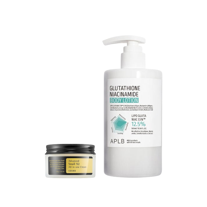 Wholesale COSRX - Advanced Snail 92 All In One Cream - 100g + APLB - Glutathione Niacinamide Body Lotion - 300ml Set | Carsha
