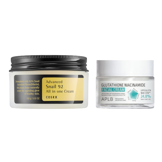 Wholesale COSRX - Advanced Snail 92 All In One Cream - 100g + APLB - Glutathione Niacinamide Facial Cream - 55ml Set | Carsha