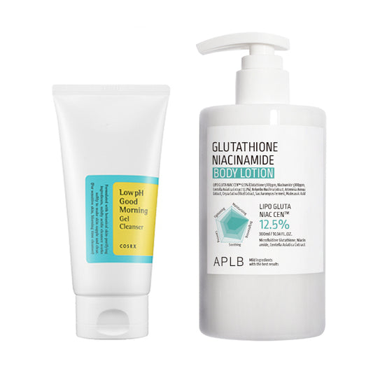 Wholesale COSRX - Low pH Good Morning Gel Cleanser - 150ml + APLB - Glutathione Niacinamide Body Lotion - 300ml Set | Carsha