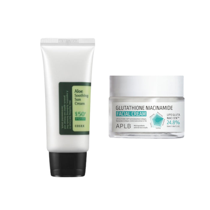 Wholesale COSRX - Aloe Soothing Sun Cream SPF50+ PA+++ - 50ml + APLB - Glutathione Niacinamide Facial Cream - 55ml Set | Carsha
