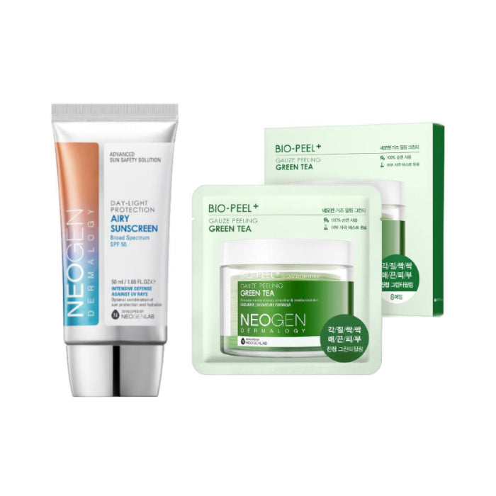 Wholesale NEOGEN Dermalogy - Bio-Peel Gauze Peeling - Green Tea - 8ea + Day-Light Protection Airy Sunscreen SPF50+ - 50ml 1ea Set | Carsha