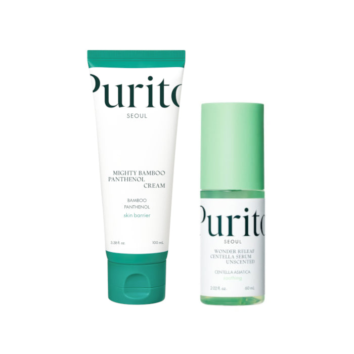 Wholesale DEAL Purito SEOUL - Mighty Bamboo Panthenol Cream - 100ml + Wonder Releaf Centella Serum Unscented - 60ml Set | Carsha