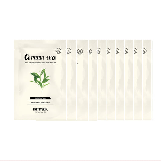 Wholesale PRETTYSKIN - Total Solution Essential Sheet Mask - Green Tea 10ea Set | Carsha