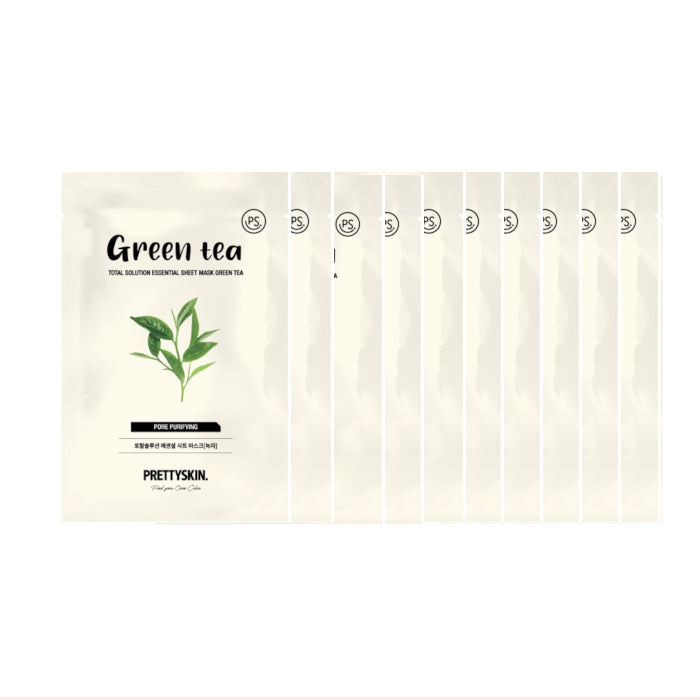 Wholesale PRETTYSKIN - Total Solution Essential Sheet Mask - Green Tea 10ea Set | Carsha