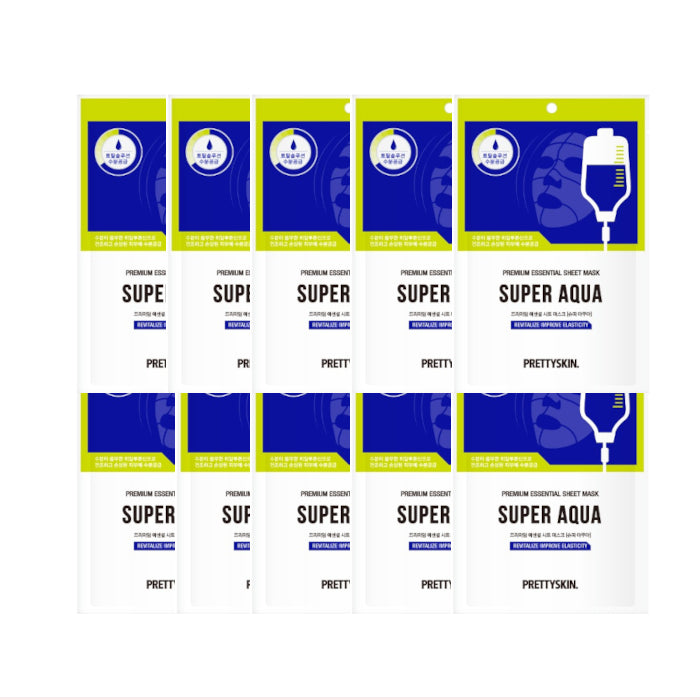 Wholesale PRETTYSKIN - Premium Essential Sheet Mask Super Aqua - 10pcs Set | Carsha