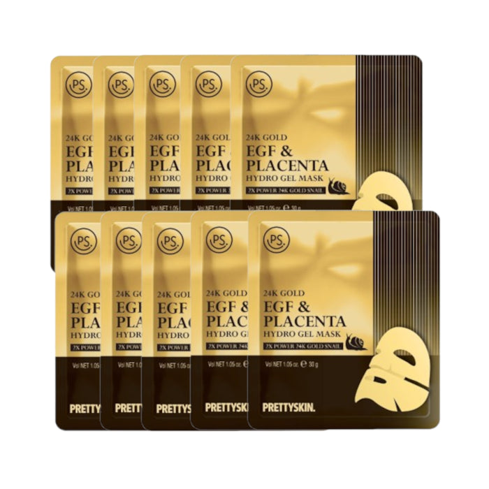 Wholesale PRETTYSKIN - 24K Gold EGF & Placenta Hydro Gel Mask - 10pcs Set | Carsha