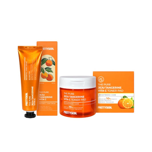 Wholesale PRETTYSKIN - The Pure Jeju Tangerine Vita C Toner Pad - 140ml/70ea 1ea + Waterfull Hand Cream - 50ml 1ea Set | Carsha
