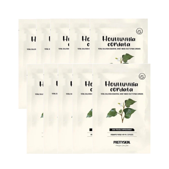 Wholesale PRETTYSKIN - Total Solution Essential Sheet Mask - Huttuynia Cordata - 10pcs Set | Carsha