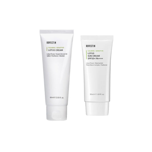 Wholesale ROVECTIN - Calming Lotus Cream - 60ml + Sun Cream SPF50+ PA++++ - 50ml Set | Carsha