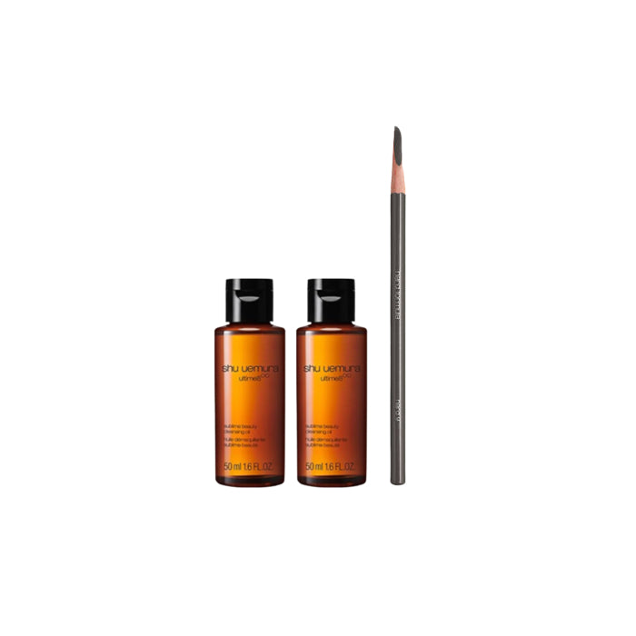 Wholesale Shu Uemura Hero Set G Ultime8 Sublime Beauty Cleansing Oil - 50ml 2pcs & H9 Hard Formula Eyebrow Pencil - 05 Stone Gray | Carsha