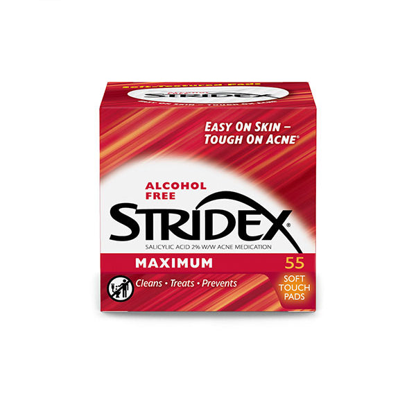 Wholesale STRIDEX - Alcohol Free Maximum Pads 2% Salicylic Acid RED - 55pcs | Carsha