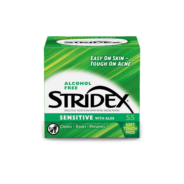 Wholesale STRIDEX - Alcohol Free Sensitive Pads With Aloe GREEN - 55pcs | Carsha