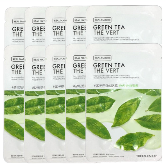 Wholesale THE FACE SHOP - Real Nature Face Mask - Green Tea - 1pc 10ea Set | Carsha
