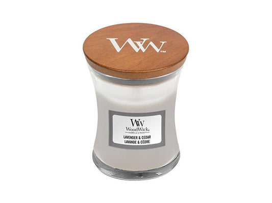 Woodwick Vaso candela profumata Lavanda & Cedro 85 g