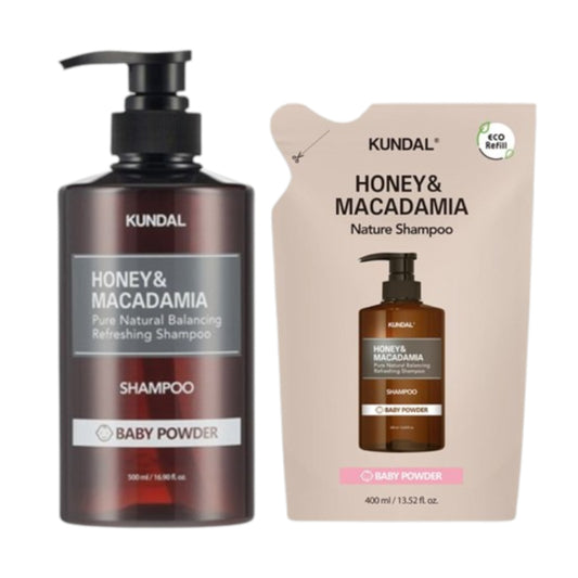 Wholesale KUNDAL - Honey & Macadamia Nature Shampoo - 500ml + Refill Pack 400lml Set - Baby Powder | Carsha