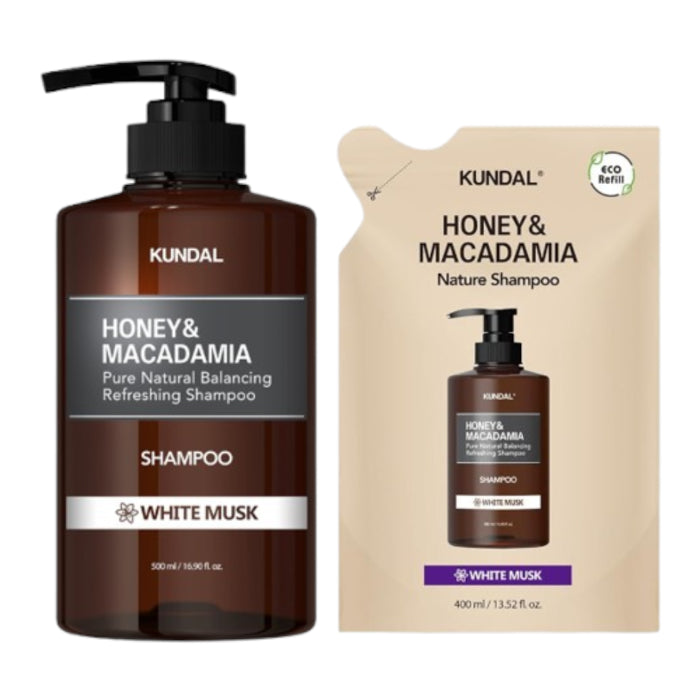Wholesale KUNDAL - Honey & Macadamia Nature Shampoo - 500ml + Refill Pack 400lml Set - White Musk | Carsha