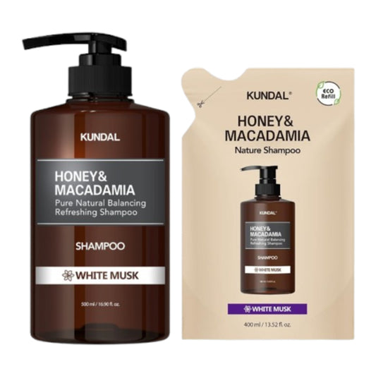 Wholesale KUNDAL - Honey & Macadamia Nature Shampoo - 500ml + Refill Pack 400lml Set - White Musk | Carsha