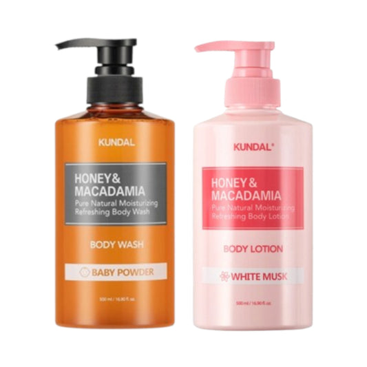 Wholesale KUNDAL - Honey & Macadamia Pure Body Wash + Lotion - 500ml Set - White Musk | Carsha
